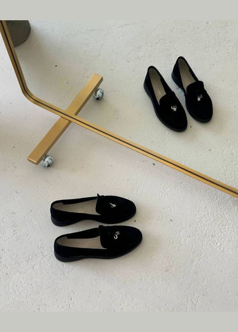 No Brand Жіночі класичні лофери з натуральної замши чорні (1613) лофери чорний з натуральна замша, — демісезон (313293390)