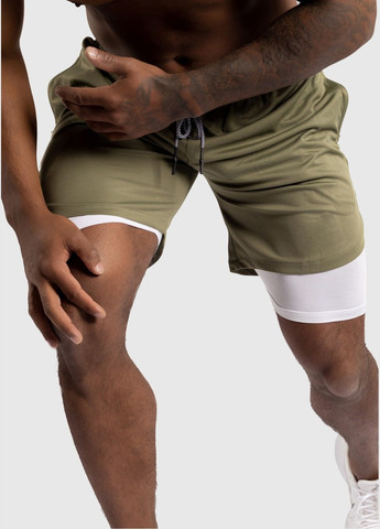 Мужские спортивные двойные шорты с тайтсами и карманом для смартфона No Brand (342374349)