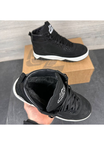 Чорні чоловічі шкіряні зимові кросівки No Brand