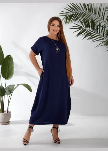 Темно-синя кежуал сукня boho MeeLan однотонна