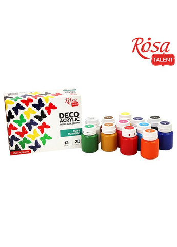 Набір акрилових фарб для декору матовий 12×20мл Rosa Talent (362660506)
