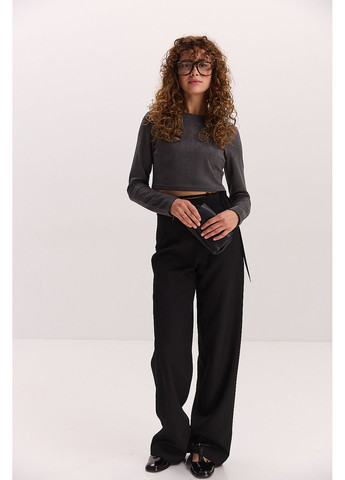 Укорочений жіночий лонгслів із замші графітовий Arjen (353305916)