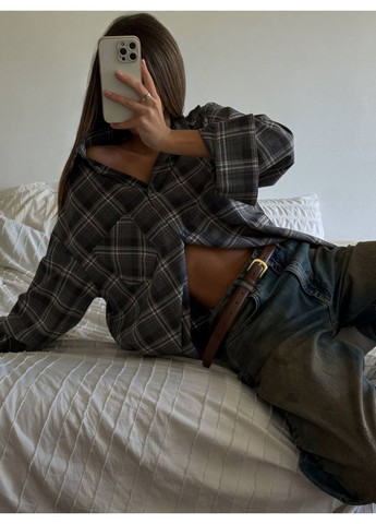 Серая повседневный, кэжуал рубашка в клетку Vakko с длинным рукавом