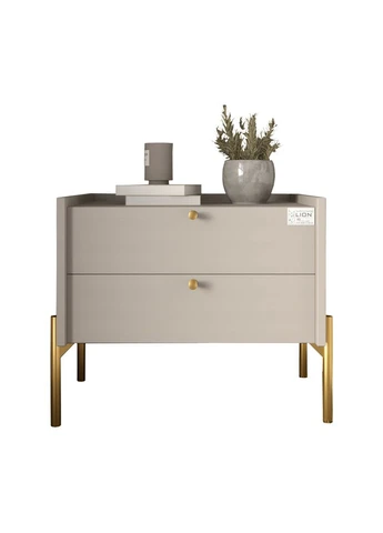 Тумба прикроватная Wood с двумя ящиками (золотые ножки) (-041355) ТОП Lion (391353925)