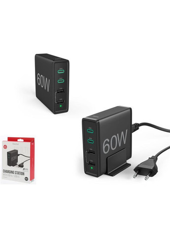 Универсальное зарядное устройство 2 x USBC PD/QC, 2 x USB-A, 60W Black Hama (315435912)