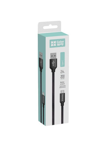 Комплект кабелів USB-USB-C 2м Black + USB-USB-C 2м Mint (CW-CBUC008-BK/CBUC008-MT) Colorway (314852717)