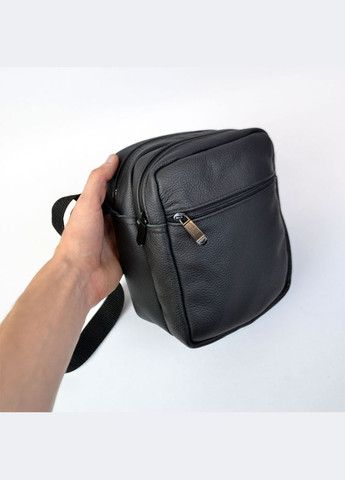 Сумка месенджер із натуральної шкіри, чоловіча велика сумка на 4 кишені з чорною блискавкою Trend (294336956)
