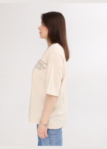 Футболка жіноча світло-бежева з написом Whitney Свободная - (332980414)