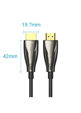 Кабель HDMI M - M, 30.0 м, V2.0, Optical 4K 60Гц 18Gbps Dolby 7.1 PVC Black Zinc Alloy Vention (375660098)