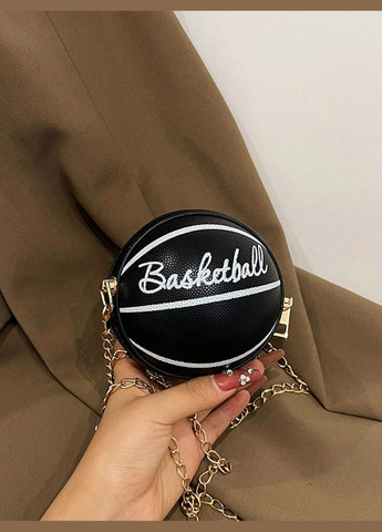 Жіноча кругла сумка маленька 10407 BASKETBALL м'яч на ланцюжку чорна No Brand (313235516)