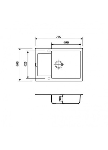 Кухонна мийка зі штучного каменю/кварцева 775х495х200мм, прямокутна GENERAL Mokko Шоколадний (33360775495) Adamant (370769850)