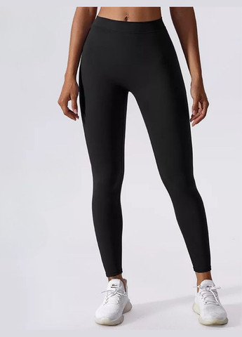 Жіночі лосини чорні з ефектом push-up і рашингом на сідницях (70176) FitFiesta (346449016)