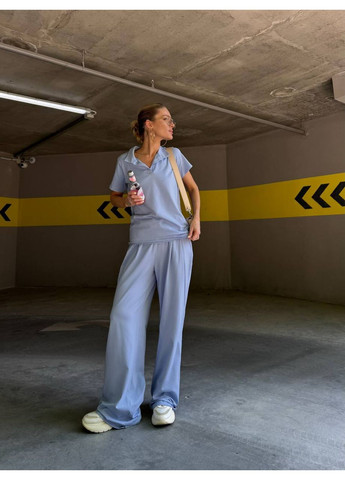 Комфортный женский костюм с прямыми брюками и поло Україна (355803473)