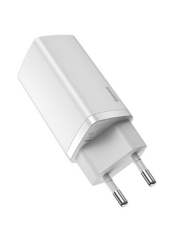 Зарядний пристрій (CCGAN2L-B02) Baseus 2xUSB 65W GaN (USB-C+USB-A) white (268140139)