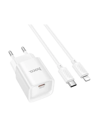 Сетевое Зарядное Устройство C146A 1USB-C PD/QC 20W+Type-C to Lightning Белый Hoco (388893308)