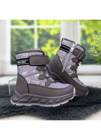 Сиреневые повседневные зимние ботинки дутики зимние детские для девочки Biki