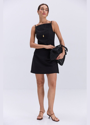 Черное летнее короткое платье без рукавов шоколадное Arjen