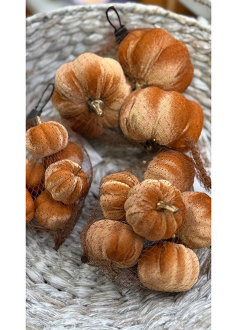 Набор (6 шт) декоративных тыкв в сетке D5.5*6см, цвет - карамель Home Decor (355795406)