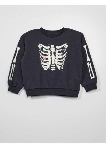 Kiabi свитшот флис,темно-серый с принтом, темно-серый