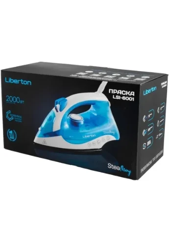 Утюг LSI-6001, Blue/White, 2000W, керамика, вертикальный пар, паровой носик, паровой удар, постоянный пар, сухое Liberton (404515080)