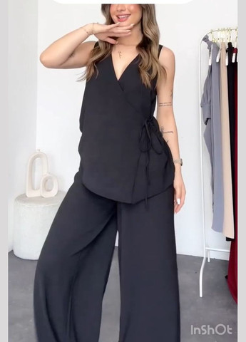 Жіночий костюм двійка: блуза на запах + штани палаццо MonCher (338792703)