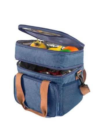 Сумка-холодильник маленькая 26х25х18 см на 12 л термосумка на 2 отделения с ручкой через плечо Синий No Brand (362373422)