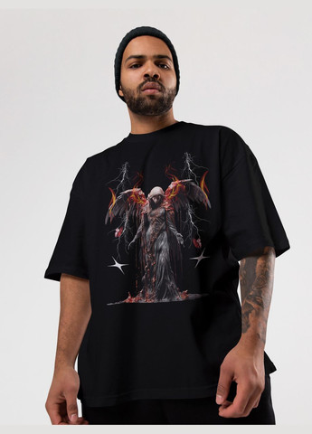 Черная мужская футболка оверсайз urban черная высокая плотность с длинным рукавом Mishe