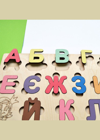 Дерев'яна абетка вкладиш "Принцеси", дитячий алфавіт із дерева, дерев'яна азбука УКРАЇНСЬКА No Brand (301482789)