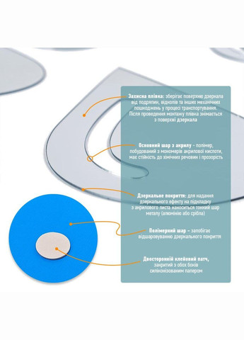 Зеркальный декор акриловый самоклеящийся Капли серебро,20шт (D) SW-00002492 Sticker Wall (365248200)