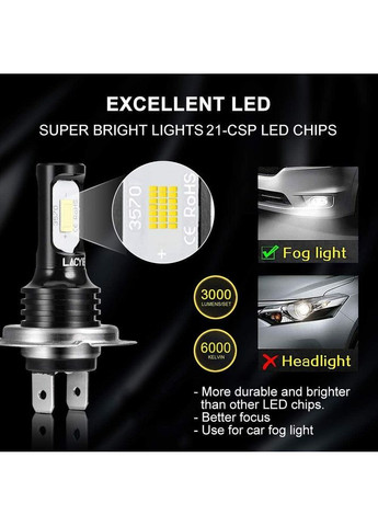 Світлодіодні протитуманні фари Lacyie H7 60 Вт 6000 К No Brand (354828974)