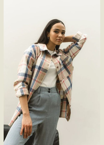 Голубой кэжуал рубашка в клетку Seventeen с длинным рукавом