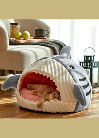 Будинок-лежак Акула, лежак для собаки, кішки, 49х45х33см Сірий No Brand (299915626)