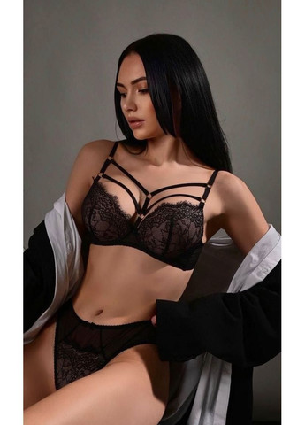 Чорний жіночий спокусливий комплект нижньої білизни No Brand