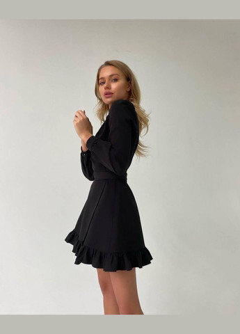 Черное праздничный платье длины мини на запах на запах MonCher