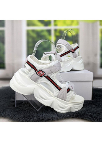 Белые босоножки женские спортивные на платформе MaiNelin на липучке