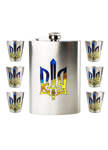 Набор подарочный военный 4 Profi в короб с игр.Тризуб Меч наклейка (Фляга 10 OZ+ 6 рюмок) 4PROFI (315438519)