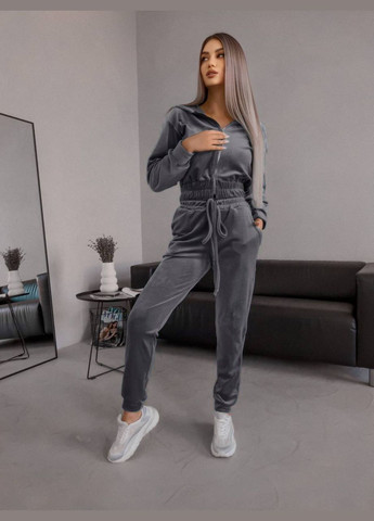 Велюровий костюм з укороченою кофтою на змійці Nositi 10364-12оля (316211089)