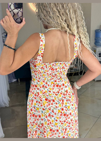 Білий святковий, повсякденний, пляжна, кежуал стильна літня сукня з білою вставкою Vakko з квітковим принтом