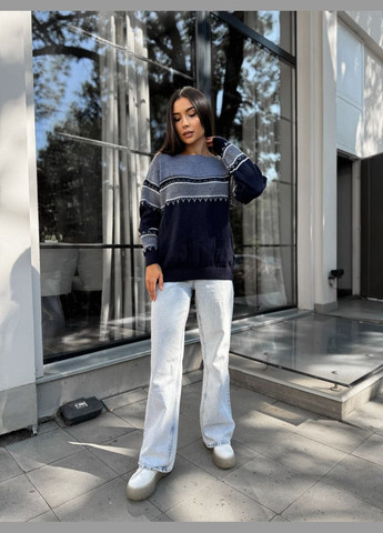 Синій демісезонний жіночий універсальний светр синего кольору 30191 No Brand