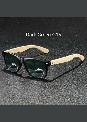 Чоловічі сонцезахисні окуляри з бамбукового дерева Dark Green G15 UV400 No Brand (329901533)