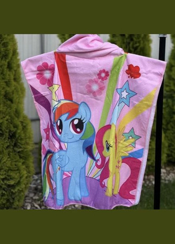 Пончо для розового цвета полотенце с рисунком. Детское полотенце-пончо с капюшоном. No Brand (345064729)