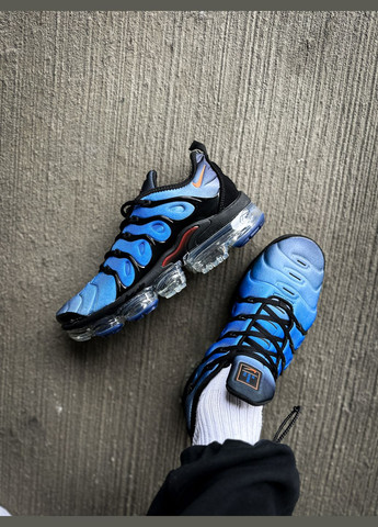 Синие всесезонные кроссовки мужские nike air vapormax plus retro knicks blue black | найк аир вапормакс синие черные No Brand