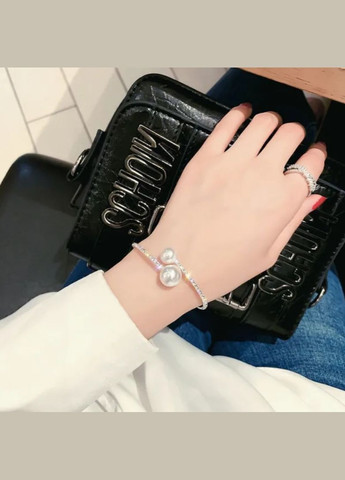 Жіночий регульований браслет з сяючим камінням та двома перлинами колір сріблястий Xuping Jewelry (358204306)