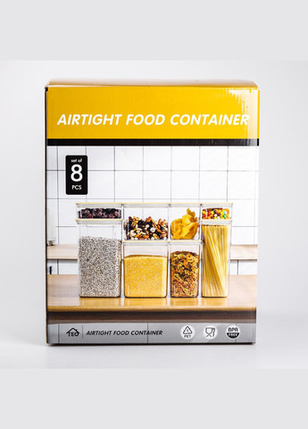 Набір банок для сипучих продуктів 8 штук з бамбуковою кришкою Yiwu (325686388)