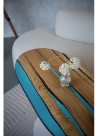 Столик журнальний дерево + епоксидна смола «Еліпс, острів №1» 108,5x52,5 см (2240036) Vitan (365877169)