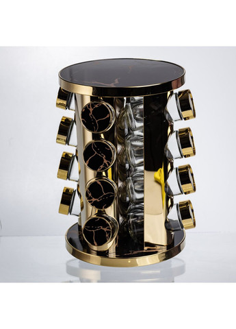 Карусель для спецій 16 баночок 100 мл чорний мармур органайзер для кухні скляні контейнери для спецій Yiwu (370432557)