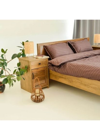 Постельное белье двуспальное Сатин Stripe 77-2 210х175 см коричневое Tiare (366574730)