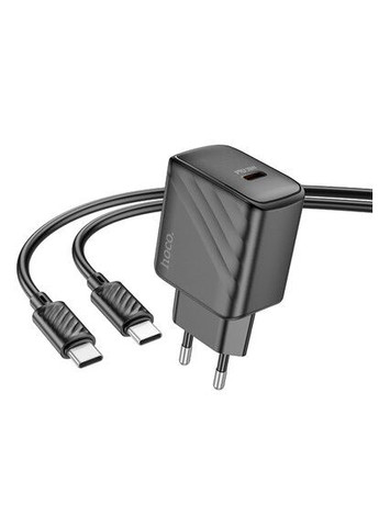 Мережевий зарядний пристрій з кабелем CS22A Value single port PD30W charger set(Type-C to Type-C) Black Hoco (364925263)