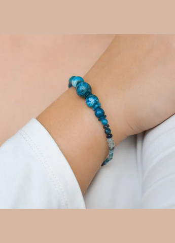 Браслет натуральний камінь Хризоколла, Апатит, Аквамарин фур-ра мед сплав колір срібло d-10-2мм+- L-18-23см No Brand браслет (304292162)