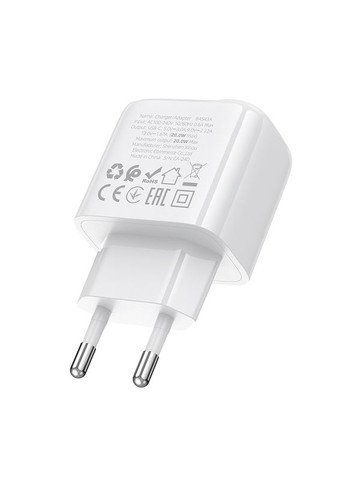 Мережевий зарядний пристрій single-port PD20W charger(EU) White Borofone BAS43A Potential (368698012)